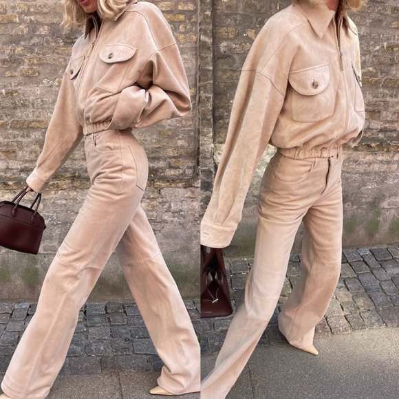 Helsa Suede 5 Pocket Pants in Sandy Beige Size Small - Picture 2 of 13